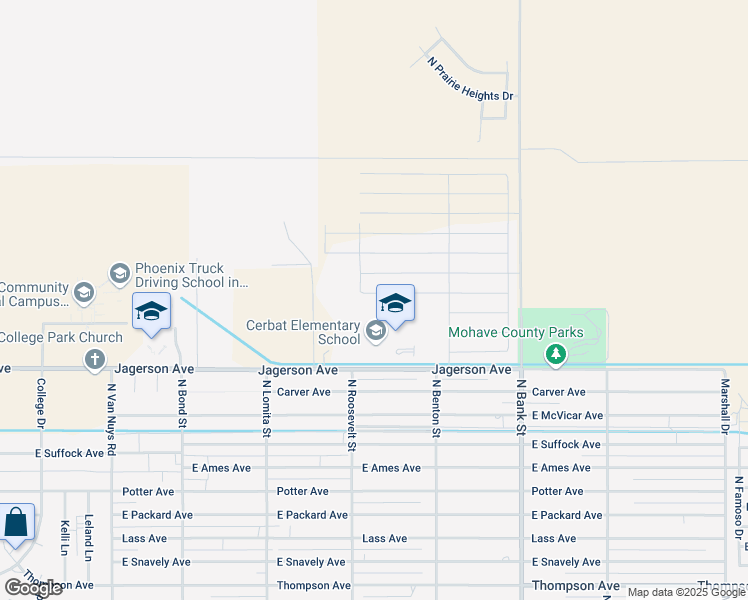 map of restaurants, bars, coffee shops, grocery stores, and more near 5056 North Roosevelt Street in Kingman