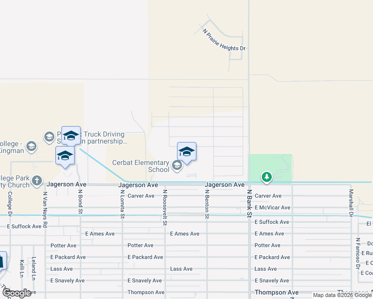 map of restaurants, bars, coffee shops, grocery stores, and more near 5163 North Pueblo Pequeno in Kingman