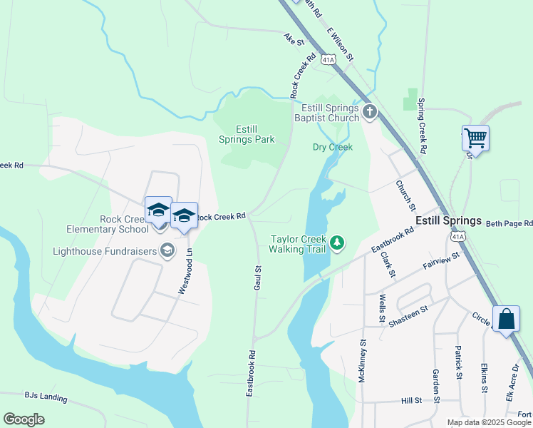 map of restaurants, bars, coffee shops, grocery stores, and more near 101 Plain View Dr in Estill Springs