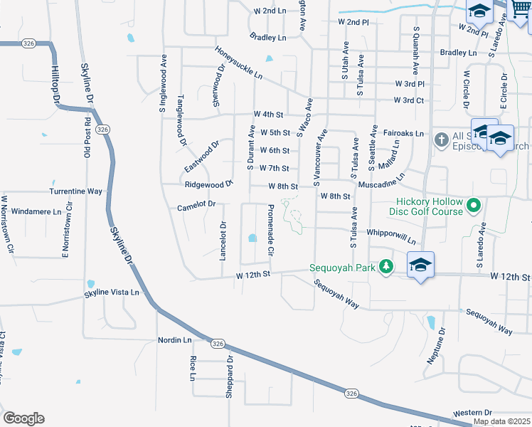 map of restaurants, bars, coffee shops, grocery stores, and more near 205 Promenade Circle in Russellville