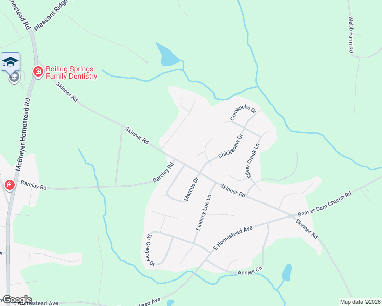 map of restaurants, bars, coffee shops, grocery stores, and more near 106 Seminole Court in Shelby