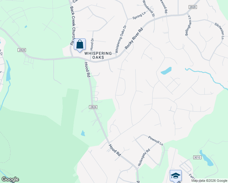 map of restaurants, bars, coffee shops, grocery stores, and more near 9516 Hood Road in Charlotte