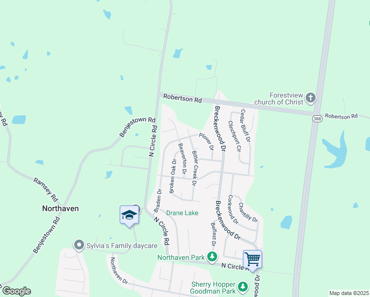 map of restaurants, bars, coffee shops, grocery stores, and more near 5312 Beaverton Drive in Memphis