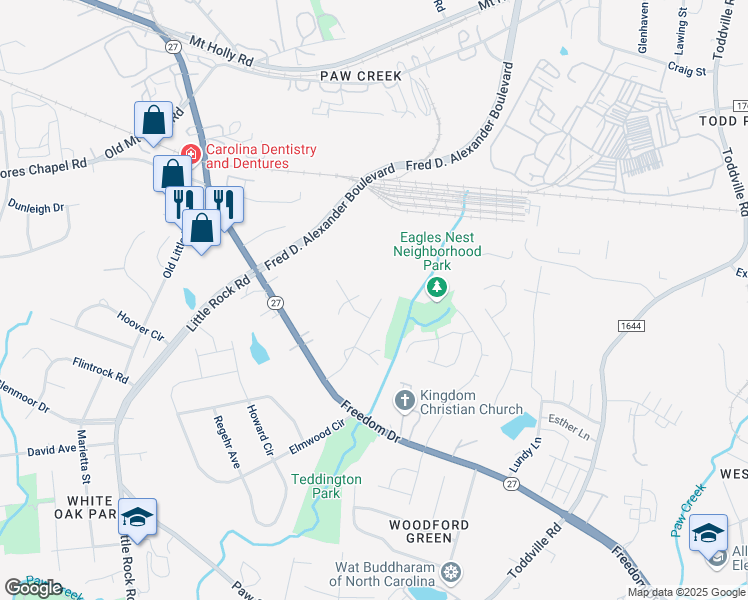 map of restaurants, bars, coffee shops, grocery stores, and more near 824 McDonald Road in Charlotte