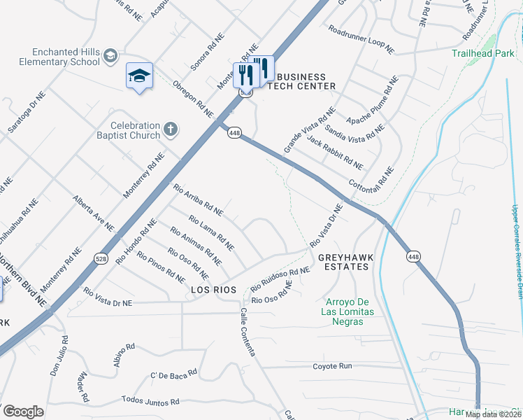 map of restaurants, bars, coffee shops, grocery stores, and more near 5901 Rio Salado Loop Northeast in Rio Rancho