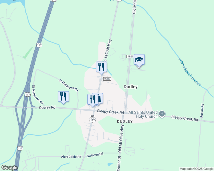 map of restaurants, bars, coffee shops, grocery stores, and more near 144 Brooks Terrace Road in Dudley