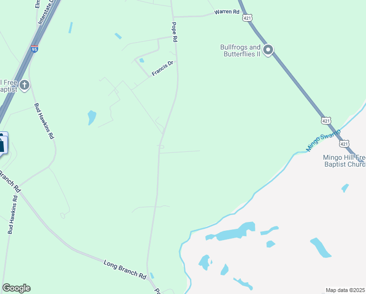 map of restaurants, bars, coffee shops, grocery stores, and more near 1293 Pope Road in Dunn