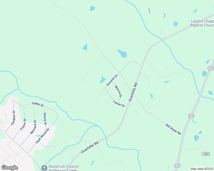 map of restaurants, bars, coffee shops, grocery stores, and more near Summit Drive in Anderson Creek