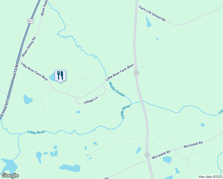 map of restaurants, bars, coffee shops, grocery stores, and more near Crooked Creek Lane in Carthage