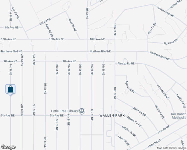 map of restaurants, bars, coffee shops, grocery stores, and more near 720 8th Street Northeast in Rio Rancho