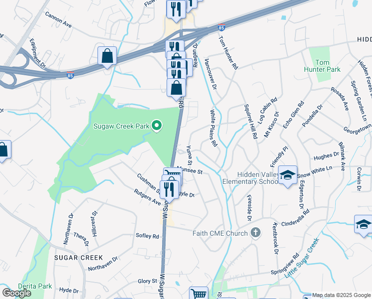 map of restaurants, bars, coffee shops, grocery stores, and more near 901 Yuma Street in Charlotte