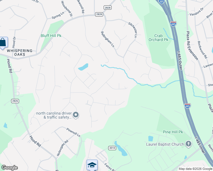 map of restaurants, bars, coffee shops, grocery stores, and more near 9025 Penstemons Drive in Charlotte