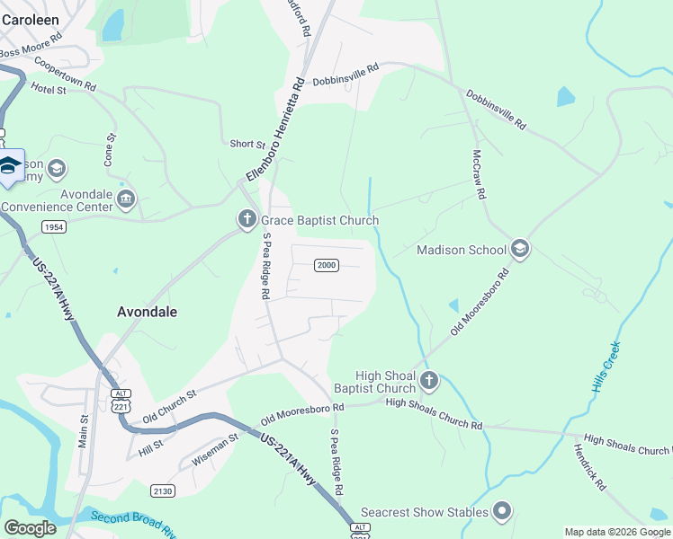 map of restaurants, bars, coffee shops, grocery stores, and more near 160 Newline Road in Mooresboro