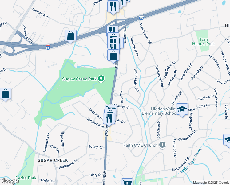map of restaurants, bars, coffee shops, grocery stores, and more near 901 Yuma Street in Charlotte