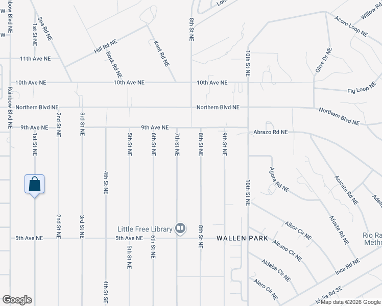 map of restaurants, bars, coffee shops, grocery stores, and more near 724 7th Street Northeast in Rio Rancho