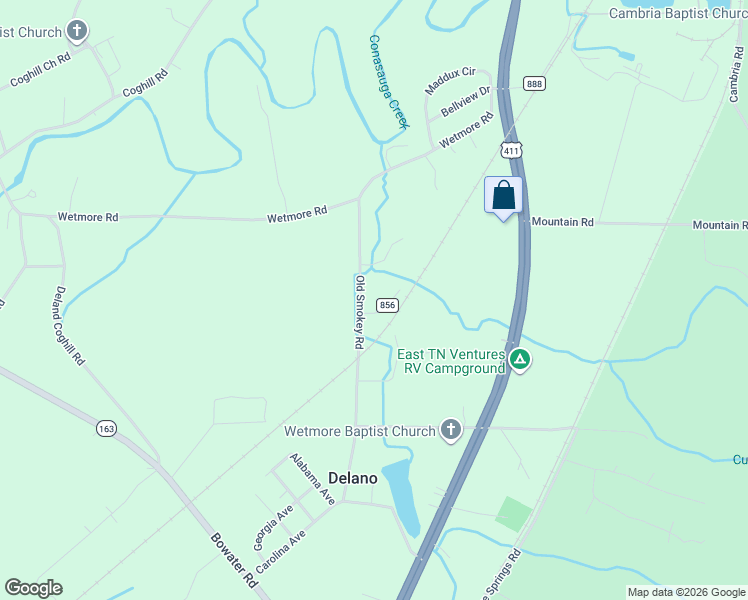 map of restaurants, bars, coffee shops, grocery stores, and more near 110-180 Clyde Miller Rd in McMinn