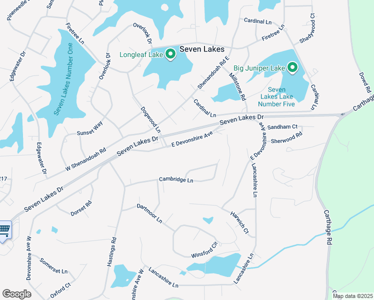 map of restaurants, bars, coffee shops, grocery stores, and more near 110 East Devonshire Avenue in Seven Lakes
