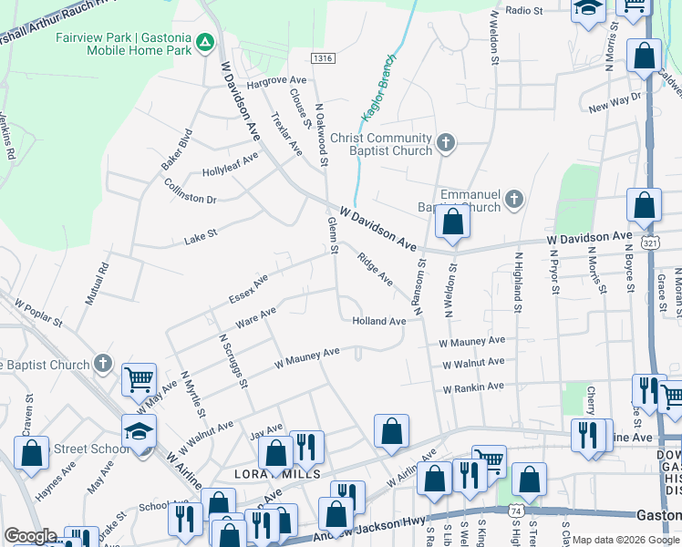 map of restaurants, bars, coffee shops, grocery stores, and more near in Gastonia