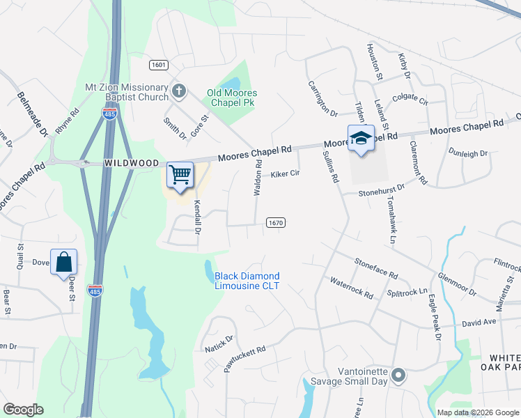 map of restaurants, bars, coffee shops, grocery stores, and more near 1309 Waldon Road in Charlotte