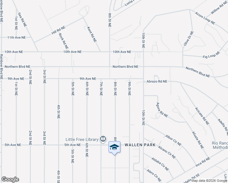 map of restaurants, bars, coffee shops, grocery stores, and more near 720 8th Street Northeast in Rio Rancho