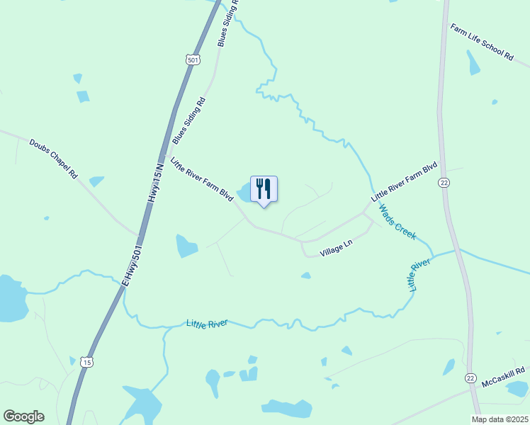map of restaurants, bars, coffee shops, grocery stores, and more near 500 Little River Farm Boulevard in Carthage