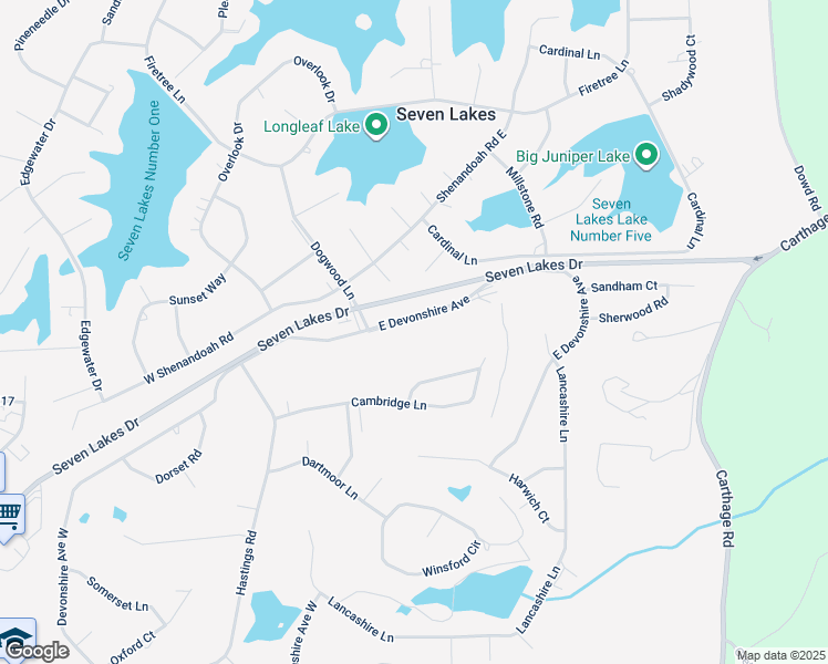 map of restaurants, bars, coffee shops, grocery stores, and more near 110 East Devonshire Avenue in Seven Lakes