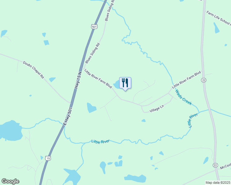 map of restaurants, bars, coffee shops, grocery stores, and more near 490 Little River Farm Boulevard in Carthage