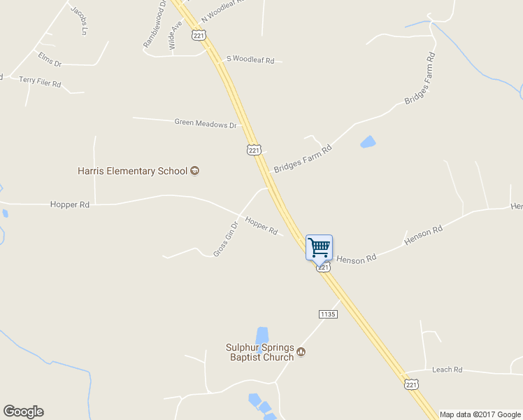 map of restaurants, bars, coffee shops, grocery stores, and more near 140 Bridges Farm Road in Forest City
