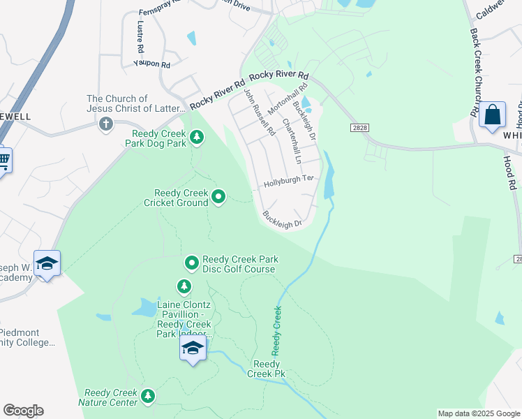 map of restaurants, bars, coffee shops, grocery stores, and more near 2701 Buckleigh Drive in Charlotte