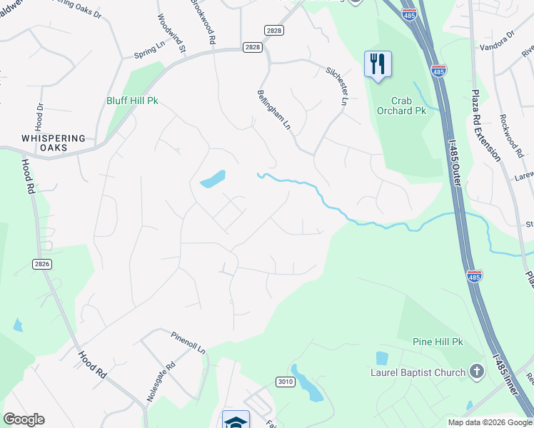 map of restaurants, bars, coffee shops, grocery stores, and more near 4931 Ardenwoods Drive in Charlotte