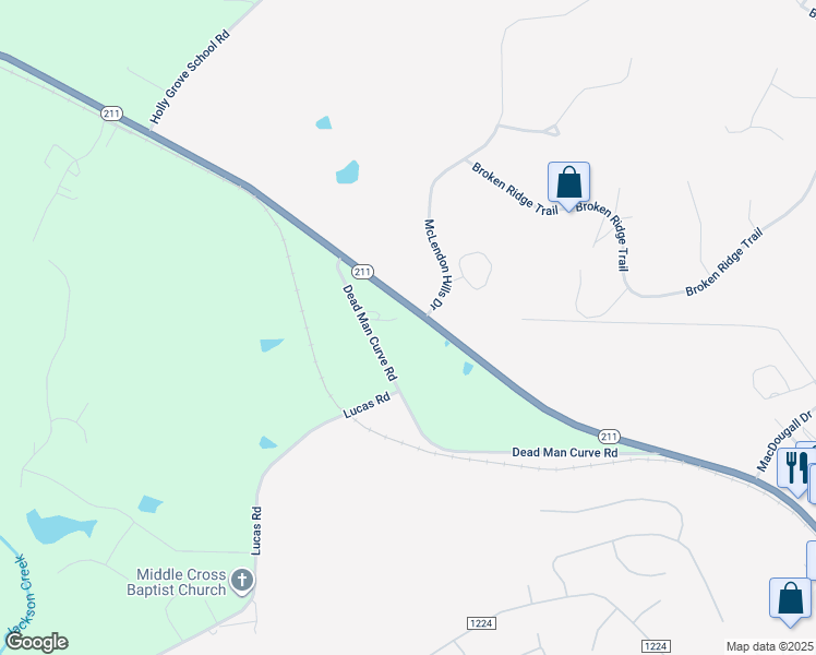 map of restaurants, bars, coffee shops, grocery stores, and more near 3688 North Carolina 211 in Moore County