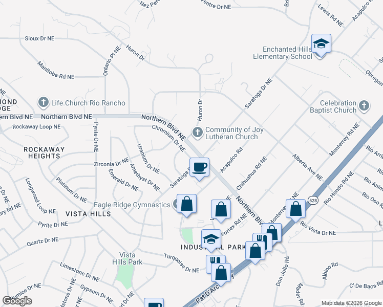 map of restaurants, bars, coffee shops, grocery stores, and more near in Rio Rancho