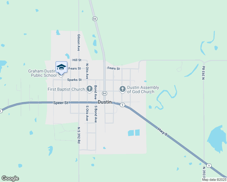 map of restaurants, bars, coffee shops, grocery stores, and more near 4th Avenue in Dustin
