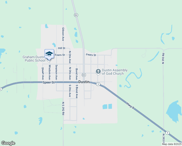 map of restaurants, bars, coffee shops, grocery stores, and more near 4th Avenue in Dustin