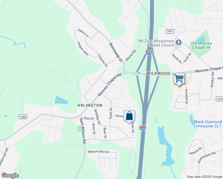 map of restaurants, bars, coffee shops, grocery stores, and more near 10227 Moores Chapel Road in Charlotte