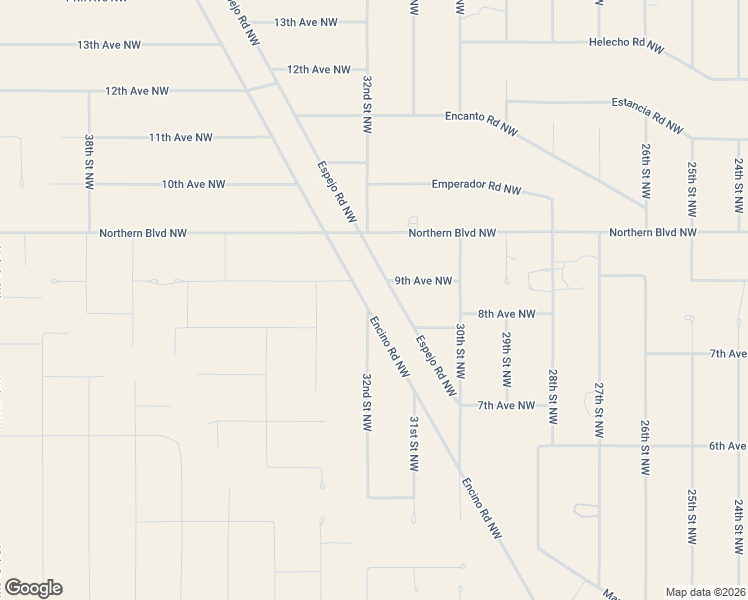 map of restaurants, bars, coffee shops, grocery stores, and more near Espejo Road Northwest in Rio Rancho