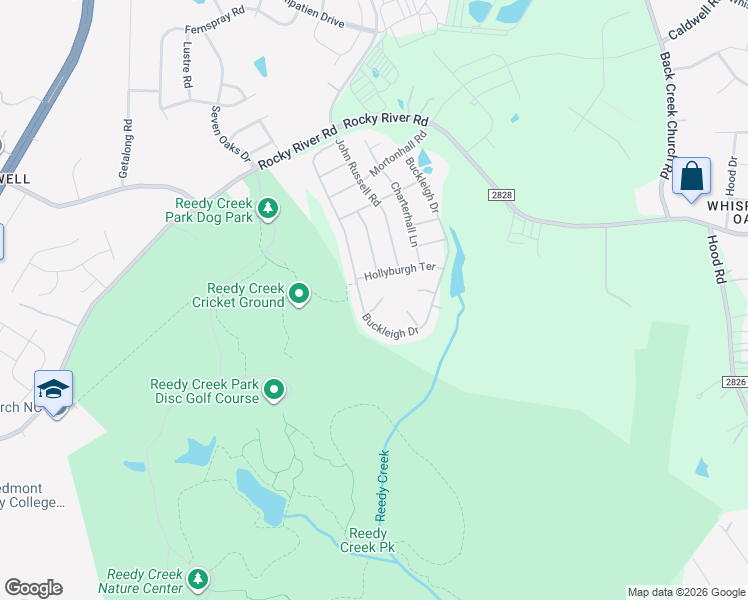 map of restaurants, bars, coffee shops, grocery stores, and more near 9725 Hollyburgh Terrace in Charlotte