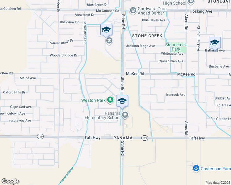 map of restaurants, bars, coffee shops, grocery stores, and more near 9108 Morning Harvest Avenue in Bakersfield