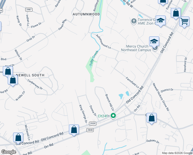 map of restaurants, bars, coffee shops, grocery stores, and more near in Charlotte
