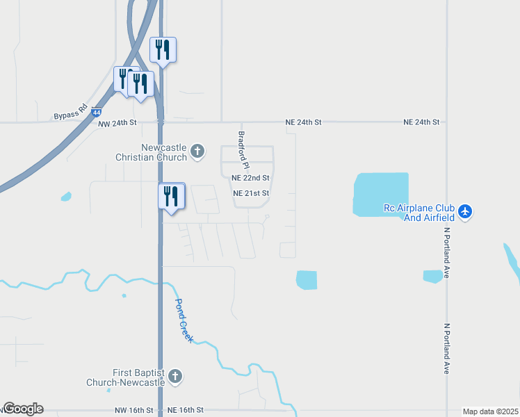 map of restaurants, bars, coffee shops, grocery stores, and more near 497 Northeast 20th Street in Newcastle