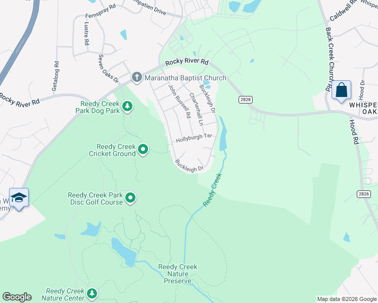 map of restaurants, bars, coffee shops, grocery stores, and more near 4126 Rosefield Court in Charlotte