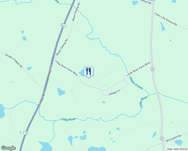 map of restaurants, bars, coffee shops, grocery stores, and more near 520 Little River Farm Boulevard in Carthage