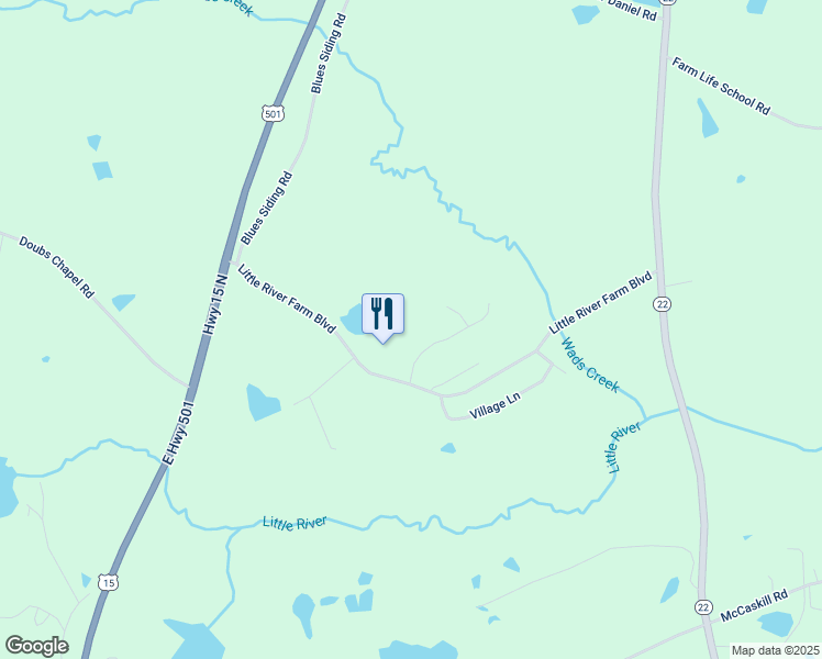 map of restaurants, bars, coffee shops, grocery stores, and more near 520 Little River Farm Boulevard in Carthage