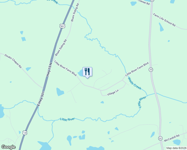 map of restaurants, bars, coffee shops, grocery stores, and more near 520 Little River Farm Boulevard in Carthage