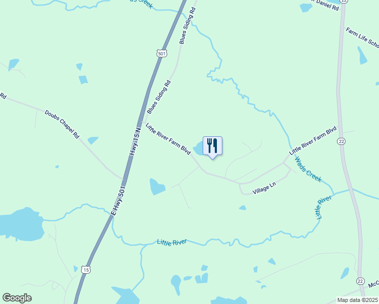 map of restaurants, bars, coffee shops, grocery stores, and more near 525 Little River Farm Boulevard in Carthage
