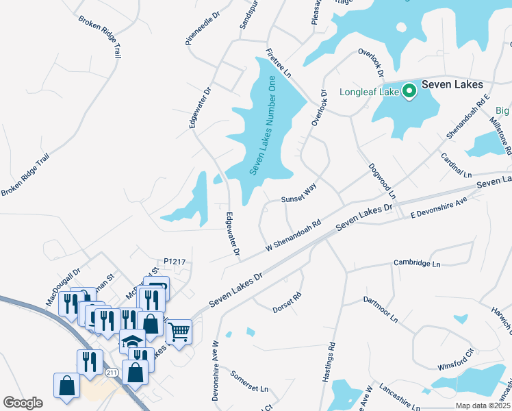 map of restaurants, bars, coffee shops, grocery stores, and more near in Pinehurst