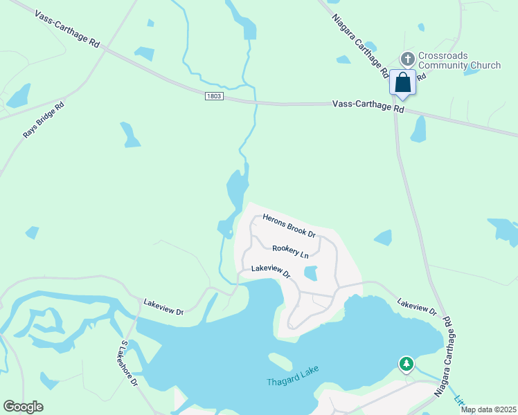 map of restaurants, bars, coffee shops, grocery stores, and more near 567 Herons Brook Drive in Whispering Pines