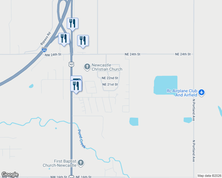 map of restaurants, bars, coffee shops, grocery stores, and more near 497 Northeast 20th Street in Newcastle