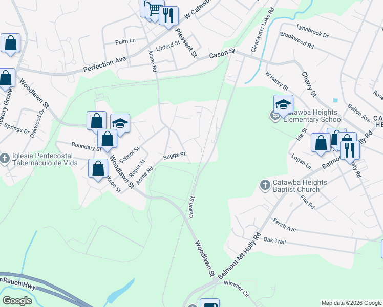 map of restaurants, bars, coffee shops, grocery stores, and more near 108 Centerview Street in Belmont