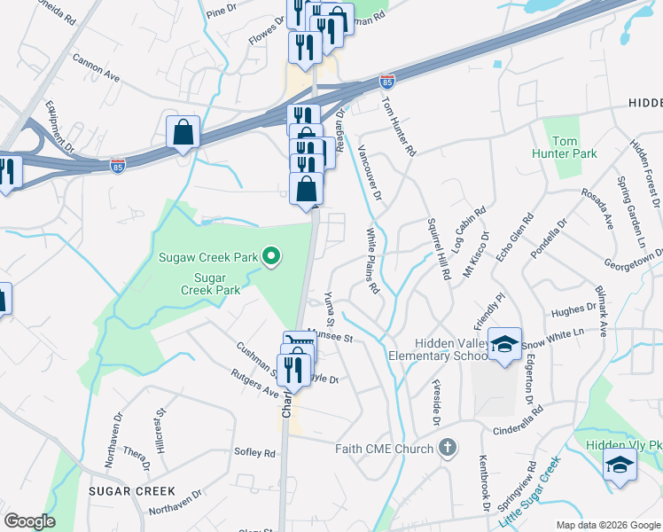 map of restaurants, bars, coffee shops, grocery stores, and more near 941 Yuma Street in Charlotte
